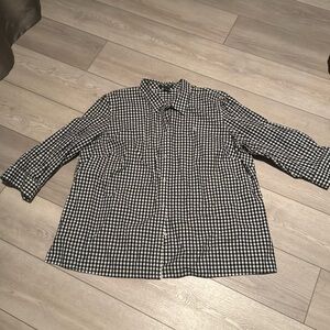 Ralph Lauren…Three-quarter sleeve button down black-and-white gingham print